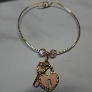—SOLD—KEY LOCKET HEART CHARM BRACELET